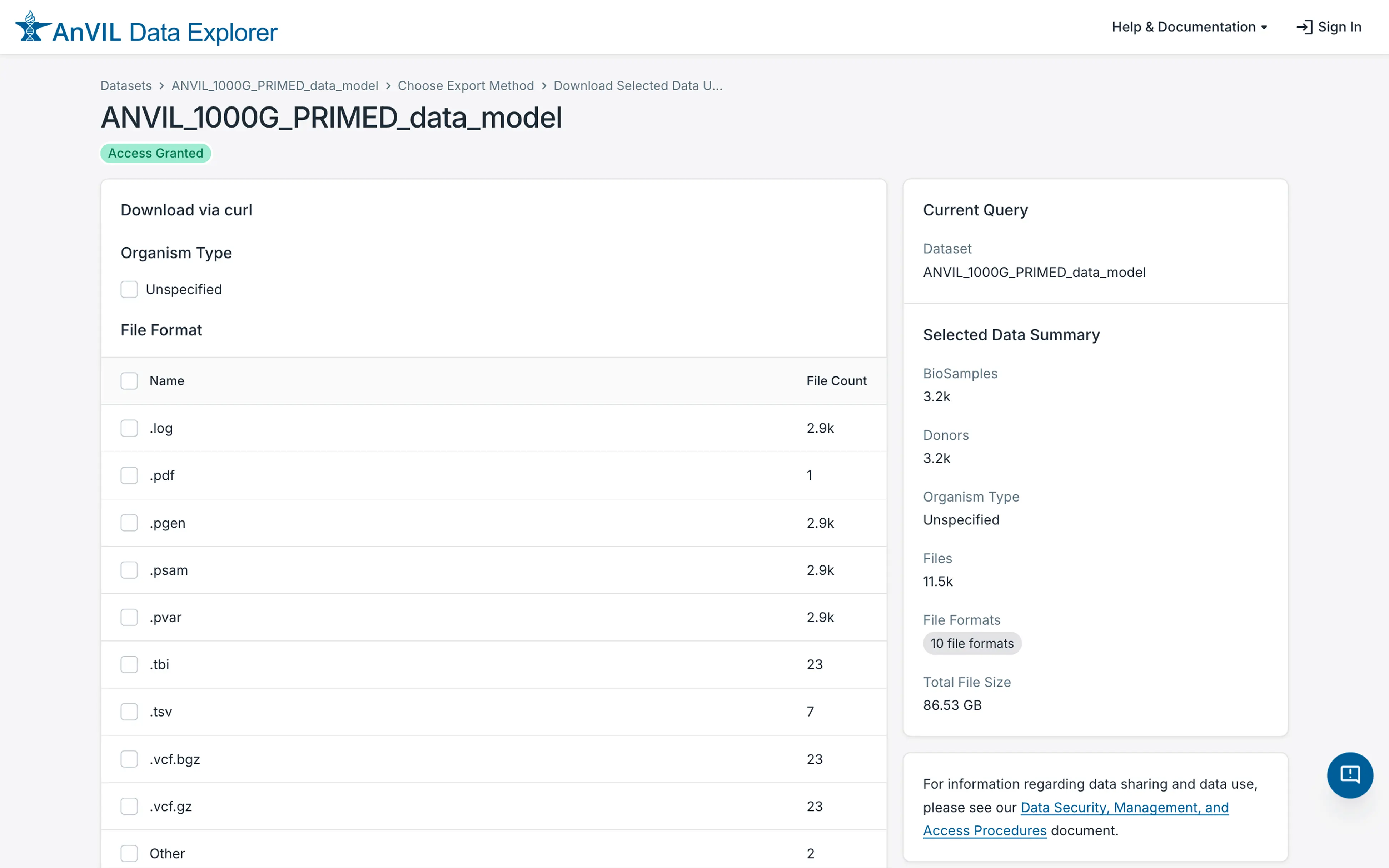 Refine the data to download