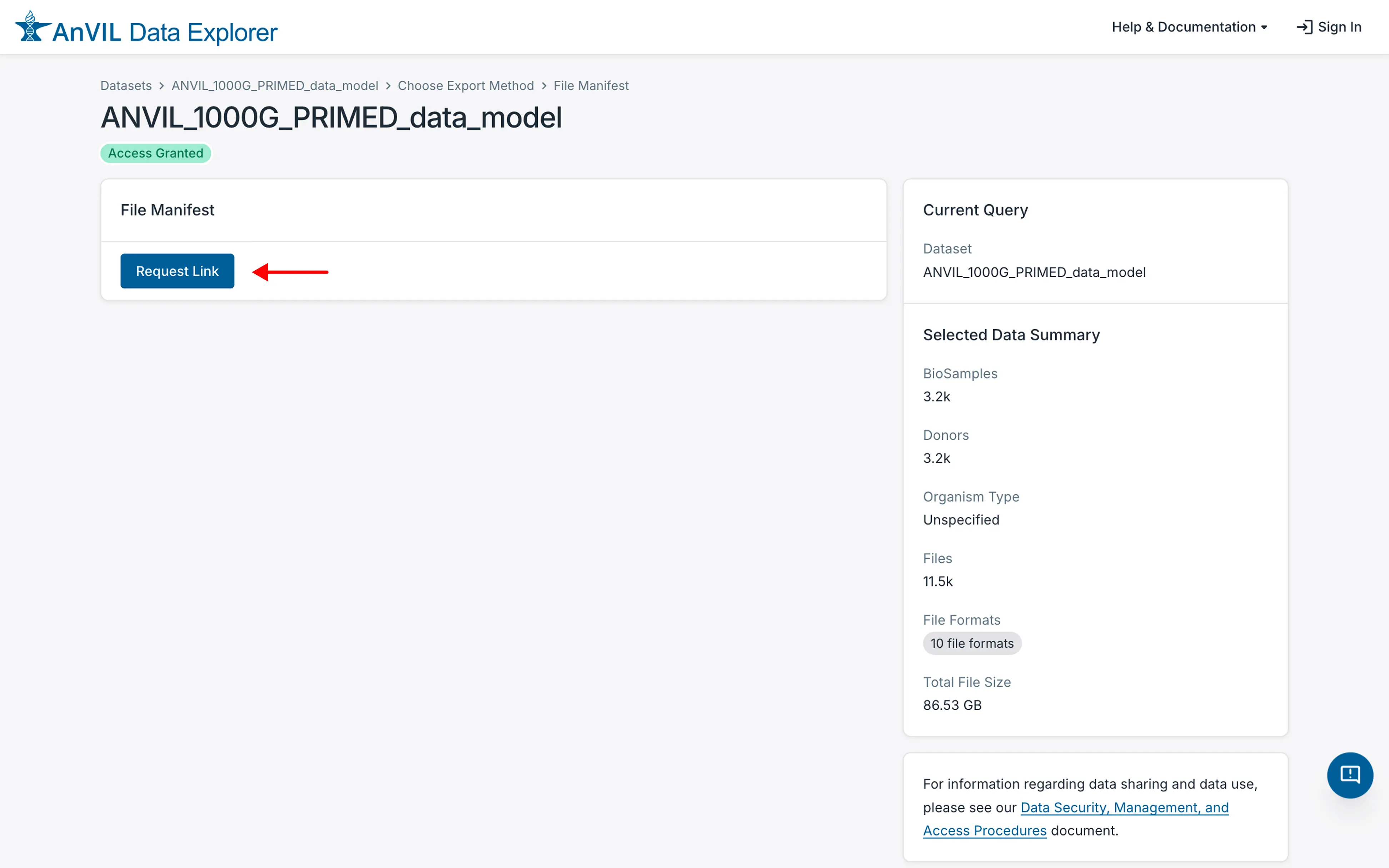 Click the Request Link button