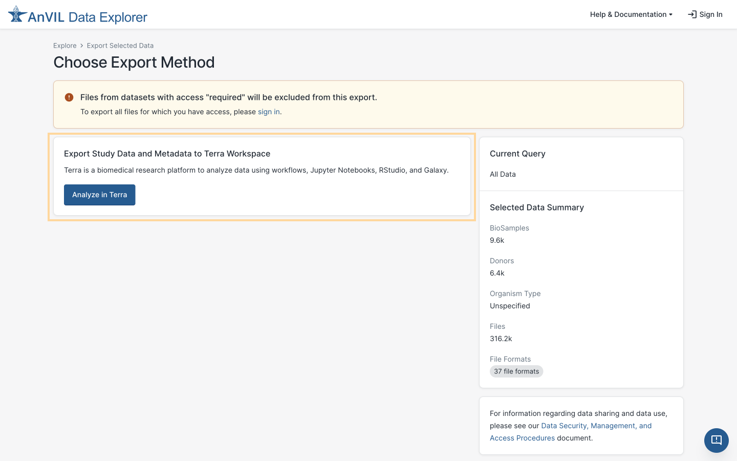 Chose Export Method